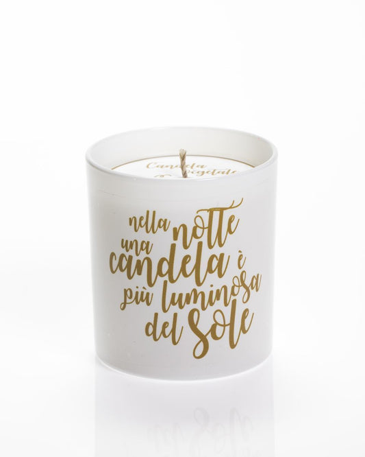 CANDELA VEGETALE AFORISMI - VANIGLIA - Nella notte una candela è più luminosa del sole